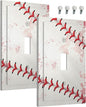 Decorative Light Switch Cover Baseball Sports Ball Game 1 Gang Wall Plate Cover Single Toggle Outlet Covers Switchplate Electrical Faceplate for Bathroom Bedroom Decor（2 Pack）