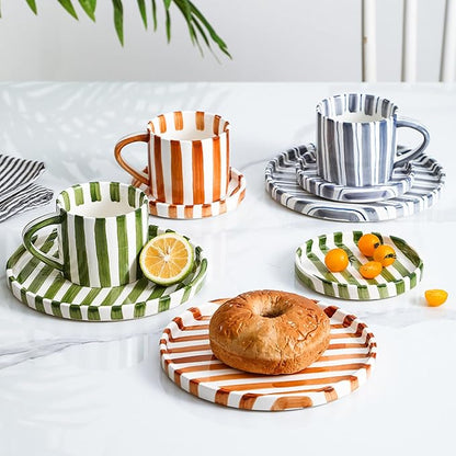 Espresso Cups Ceramic Coffee Mug Series European Striped Dot Coffee Cup And - Image 8