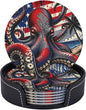 Coastal Patriotic Flag Octopus Leather Coasters Set of 6 by NeuKim