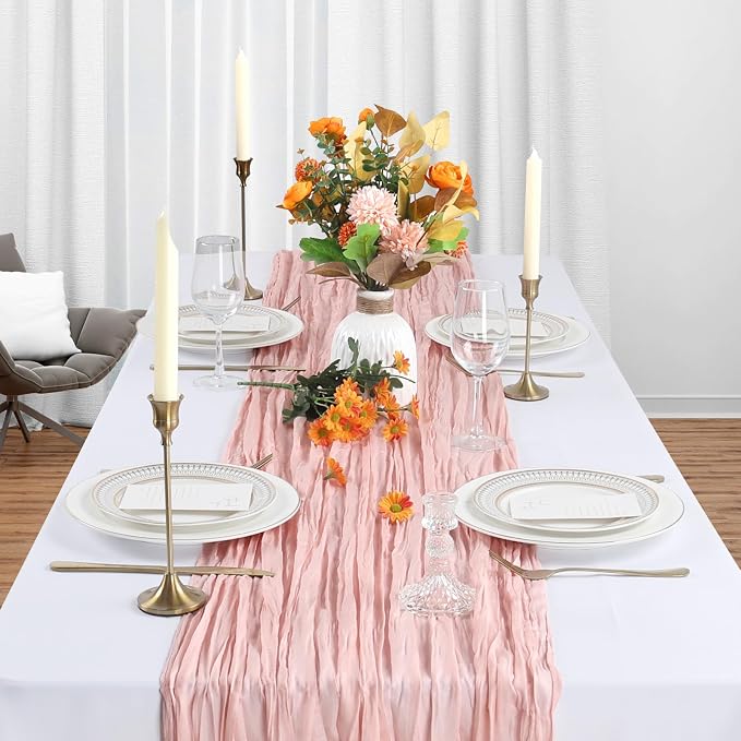 12 Pack Blush Pink Table Runner Cheesecloth 10Ft Gauze Cheese Cloth Table - Image 3