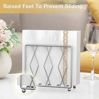 Large Silver Metal Napkin Holder - Image 2