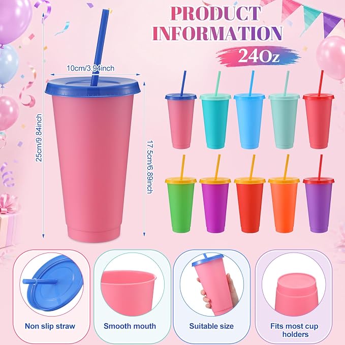 Honeydak 30 Pack Tumbler with Straw and Lid Bulk Cups - Image 3