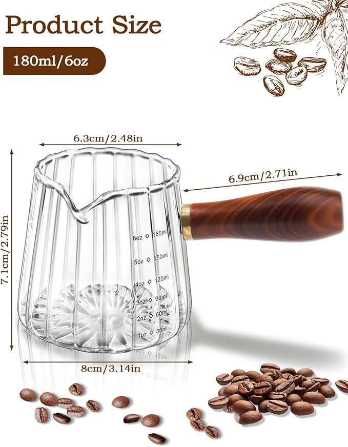 Espresso Measuring Cup, 6oz Borosilicate Glass Espresso Cups - Image 2