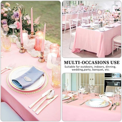 8 Pack Pink Valentine's Day Tablecloth 60 x 126 Inch Rectangular Tablecloths for 8 Foot Rectangle Tables, Wrinkle Resistant Pink Table Cloth Washable Polyester Fabric for Buffet Wedding Party Banquet