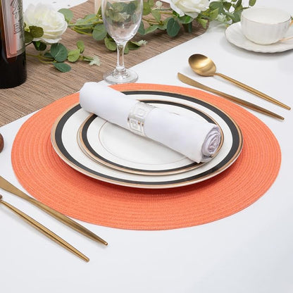 SHACOS Round Braided Placemats Set of 6 Washable Cotton Polyester Round - Image 6