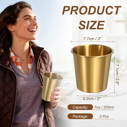 uxcell 2 Pcs Stainless Steel Cups, 7oz/200ml Metal Cups Double Wall Tumbler - Image 2