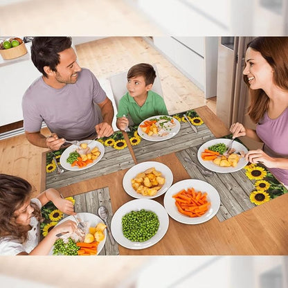 Sunflower Placemats Set of 4 Washable Table Place Mats for Dining Kitchen Party Decor