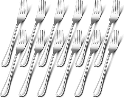 Salad Forks Set of 12, E-far 6.7 Inch Stainless Steel Dessert Forks by E-far