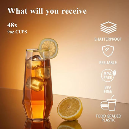 BESTSTAR 96 Pack Gold Rim Plastic Wine Glasses Set, BPA-Free Shatterproof | 48 - Image 5