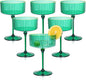 12 PCS Plastic Martini Glasses 10 oz Detachable Gold Rim Green Ribbed Coupe Glasses Vintage Christmas Martini Cocktail Glass for Bar,Margarita,Gin,Tequila, Desserts and Snacks