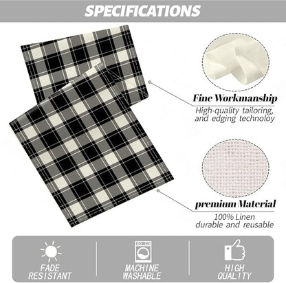 Black and White Gingham Table Runner, Buffalo Plaid Check Table Cloth Decor | - Image 2