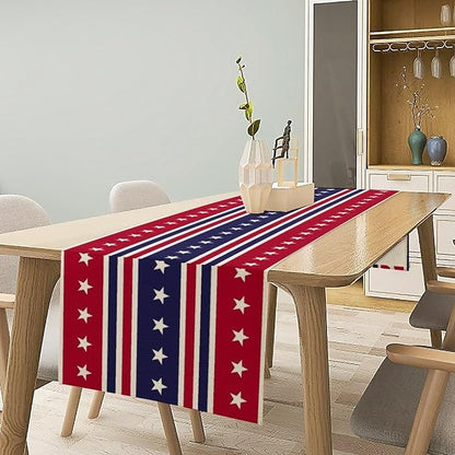 4th of July Table Runner, USA Flag Stars Stripes American Independence Day Red - Image 2