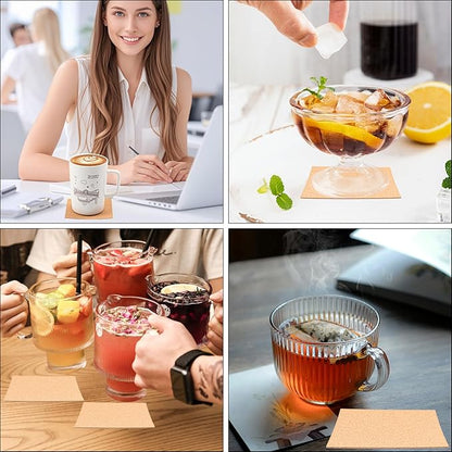 400 PCS 4 Inch Square Self-Adhesive Cork Sheets for Coasters, Cork Coaster Backing Pad for Home Tabletop Decoration