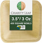 Charity Leaf Disposable Palm Leaf 3.5" Square Mini Bowl (400 pcs) Dipping Bowls | Bamboo Like| All Natural and Biodegradable | Charcuterie Boards, BBQs, and Parties