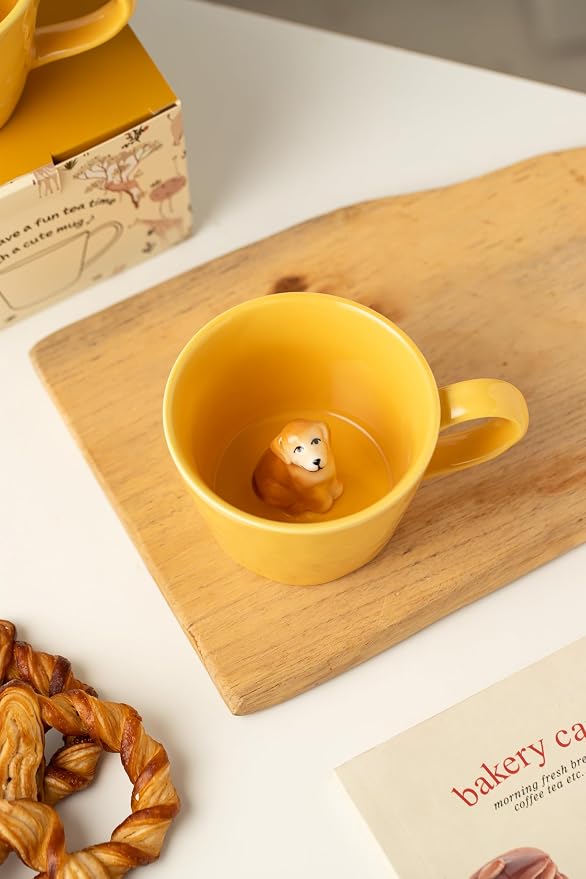 DIHOclub Dog Coffee Cup Hidden Ceramic Animal Inside Mug, Cute Cartoon Handmade - Image 5