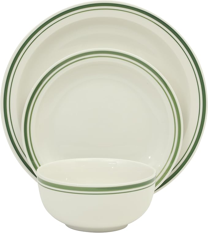 Gibson Home Hometown Diner 12-Piece Porcelain Dinnerware Set, Round Plates and - Image 7