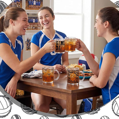 Tioncy 4 Pcs Bow Volleyball Coffee Mugs 12 oz Cute Bowknot Glass Cups - Image 3