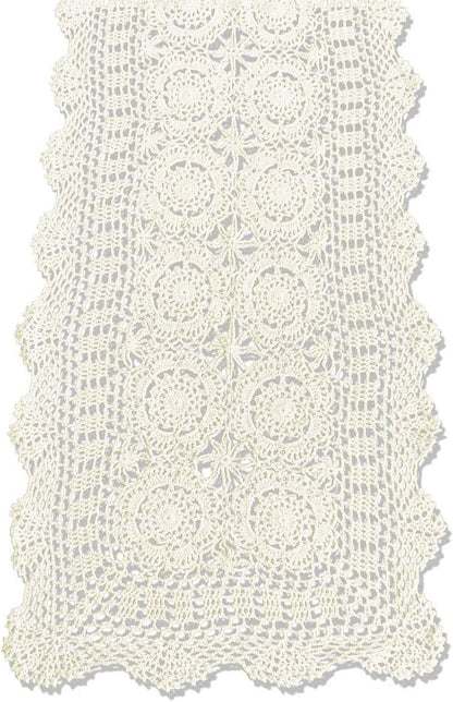 Cotton Handmade Crochet Lace Table Runner Beige Rectangle Coffee Table Dresser by KEPSWET