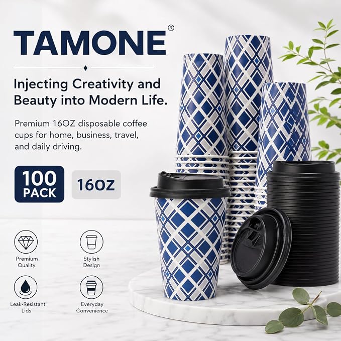 Tamone 100 PACK 16OZ Disposable Coffee Cups - Image 9
