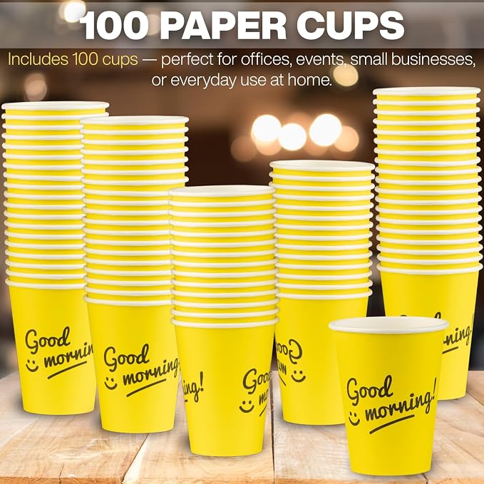 Disposable Coffee Cups, To Go Paper Hot Cups, Good Morning Design - Image 4