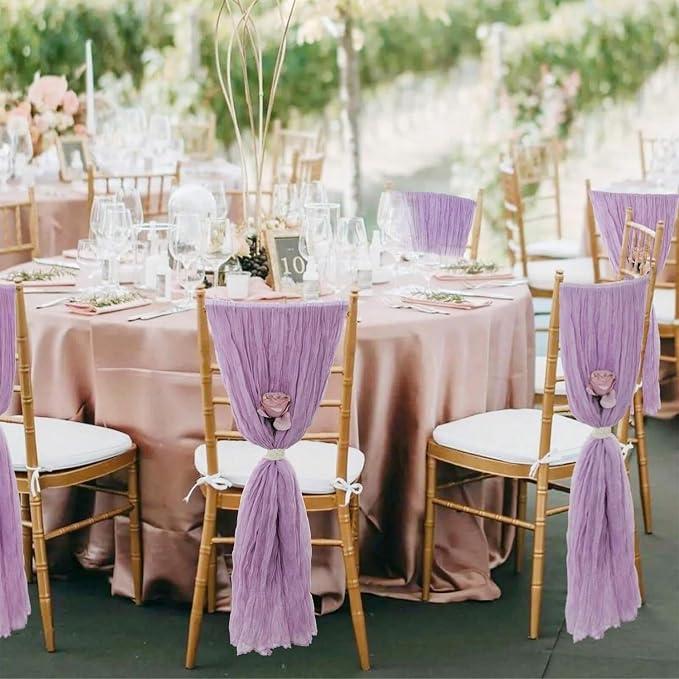 6 Pack Lilac Purple Cheesecloth Table Runner 22x120 Inch | 10Ft Rustic Boho - Image 8