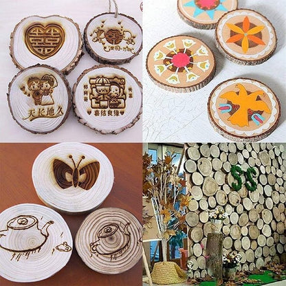 Unfinished Natural with Tree Bark Wood Slices 10 Pcs 4.2-4.7 inch Disc Coasters - Image 5