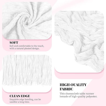 6 Pack White Cheesecloth Table Runner, 17 x 108 Inch, Gauze Cheese Cloth Table - Image 4