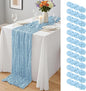 12 Pack Baby Blue Cheesecloth Table Runner 10Ft, Gauze Table Runners 21.5 x 120 by Yemosa
