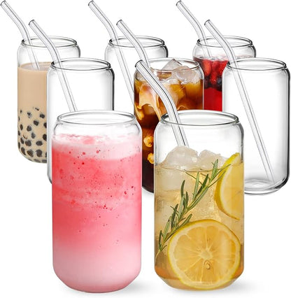 NETANY Drinking Glasses with Glass Straw - 16oz Glass Cups by NETANY