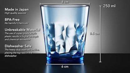 SCANDINOVIA - 8 oz Unbreakable Premium Juice Glasses Kid Cups- Set of 4 - Super Grade Acrylic Plastic Tumbler Cups - Perfect for Gifts - BPA Free - Dishwasher Safe - Stackable - Reusable