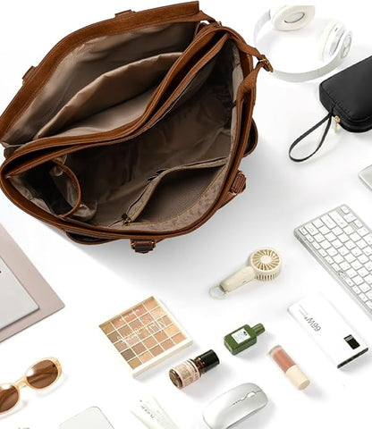 Laptop Tote Bag for Women, Leather Work Tote - Image 3