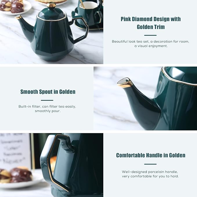 DUJUST 14 pcs Tea Set of 6 - Image 3