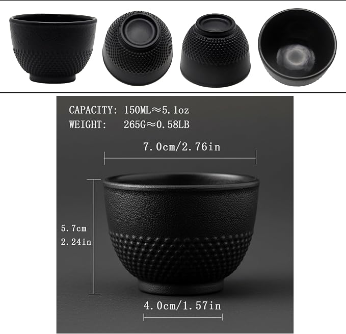 Japanese Cast Iron Tea Cups, Small and Heavy Teacups - Image 7