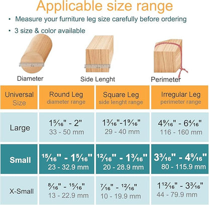 32 Pcs Chair Leg Floor Protectors - OASMU Silicone Felt Pads, Scratch-Proof & Noise-Free, Easy Smooth Moving, Small Size (Fits Round Chair Legs: 15/16" to 1-5/16" Diameter)