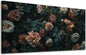 ADJUVANT Wall Art Floral 48"L x 24"W, Dark Hued Vintage Flowers With Lush Foliage Canvas Painting Elegant Blooms Artwork Retro Garden Prints Floral Wall Decor for Living Room Bedroom Study Home Office