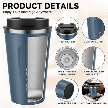 MOMSIV 17oz Travel Coffee Mug, Insulated Coffee Cup - Image 5