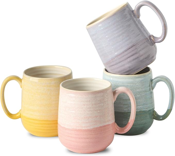 HASENSE Coffee Mugs Set of 4, 15 oz Large Ceramic Cups by Hasense