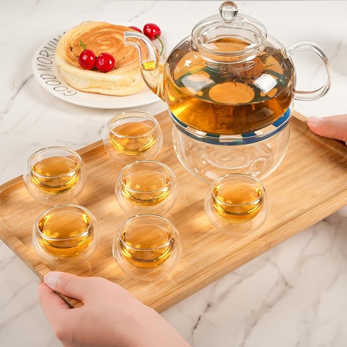 Glass Teapot Set, 27OZ/800ML Stovetop Safe Glass Tea Kettle - Image 9