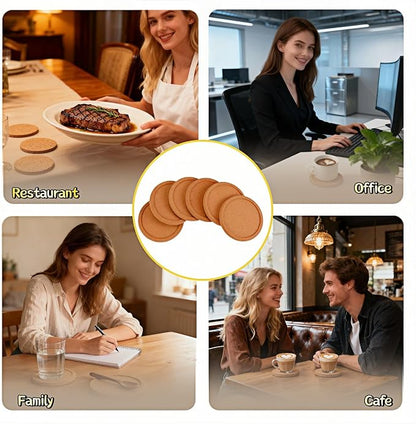 6-Pack Cork Coasters, 4 Inch Absorbent Reusable Beverage Coasters - Image 5