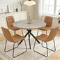 44" Round Dining Table with Cozy Chair Set for 4, Modern Mid-Century Dining Table Set of 4, Dinette Sets with Metal Leg for Kitchen Dining Room Apartment(Gray Table + Brown Chairs)