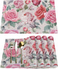 Pink Rose Placemats Set of 4, Washable Elegant Vintage Placemats, Non-Slip Table Rectangle Linen Place Mats for Kitchen Dining Party Farmhouse Home Indoor Table Decor