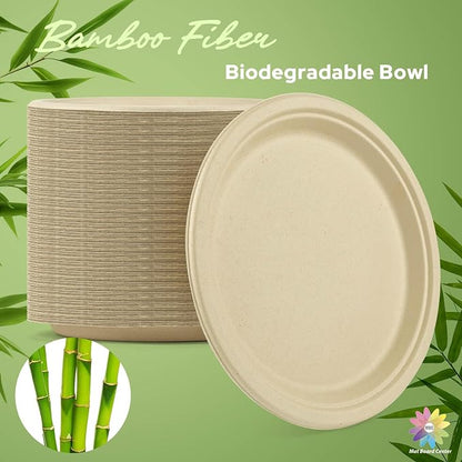 Mat Board Center, 6-Inch, 1000-Count, Compostable Plates, Natural Bamboo Fibers, Everyday Tableware -– Disposable Round Shape - Microwave-Safe - Gluten-Free - Eco-Friendly