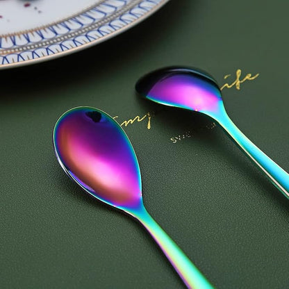 Rainbow Demitasse Espresso Spoons, 5.5'' Mini Coffee Spoons, Stainless Steel - Image 6