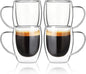 FrutPunch Double Walled Glass Coffee Mugs Set of 4, 12 oz Glass Coffee Cups | by FrutPunch