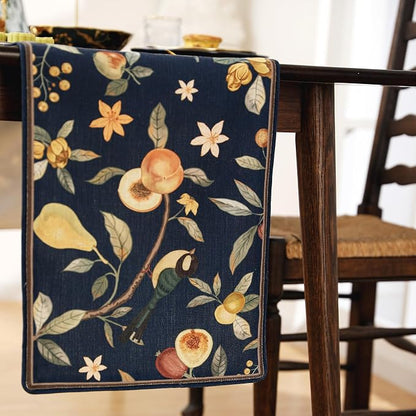 bilin gaier Designer Vintage Linen Long Table Runner, Floral Pattern, Dining - Image 9