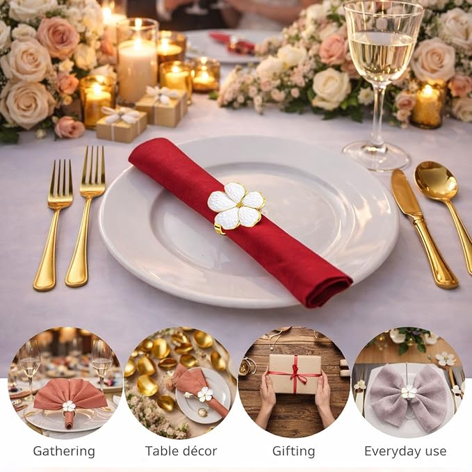 Flower Napkin Rings Set of 8, European Palace-Style Glaze, High-Temperature - Image 8