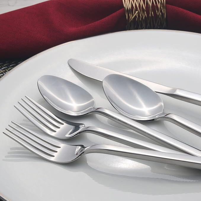 Alata Cube 45-Piece Forged Stainless Steel Flatware Set Cutlery Set, Service - Image 3