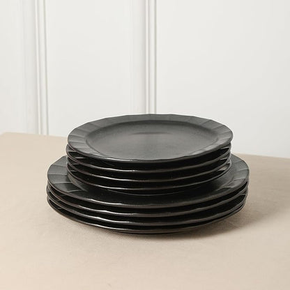 Stone Lain Oasis 4-Piece Salad Plate Set Stoneware, Black