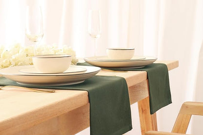 PurpleEssences Set of 12 Cloth Dinner Napkins 100% Cotton 18x18 Inch - Soft Durable Washable - Ideal for Farmhouse Party Christmas Holiday Winter - Perfect Everyday Use Table Linen - Olive Green