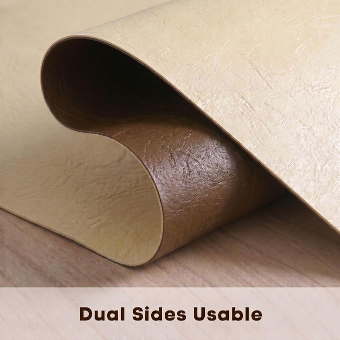Artoid Mode Beige Double Sided Vinyl Faux Leather Table Runner, Seasonal - Image 5